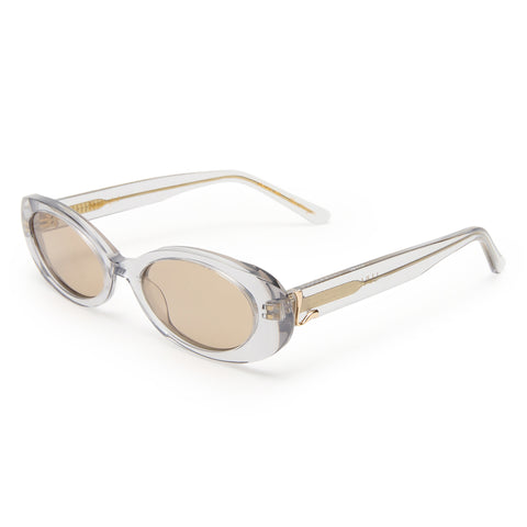 Luv Lou The Morgan Crystal Mauve Female Oval Sunglasses | Eyewear Index