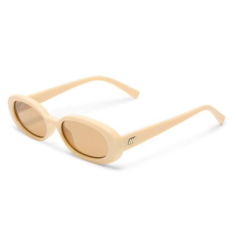 Le Specs Outta Love Ecru Female Oval Sunglasses | Eyewear Index