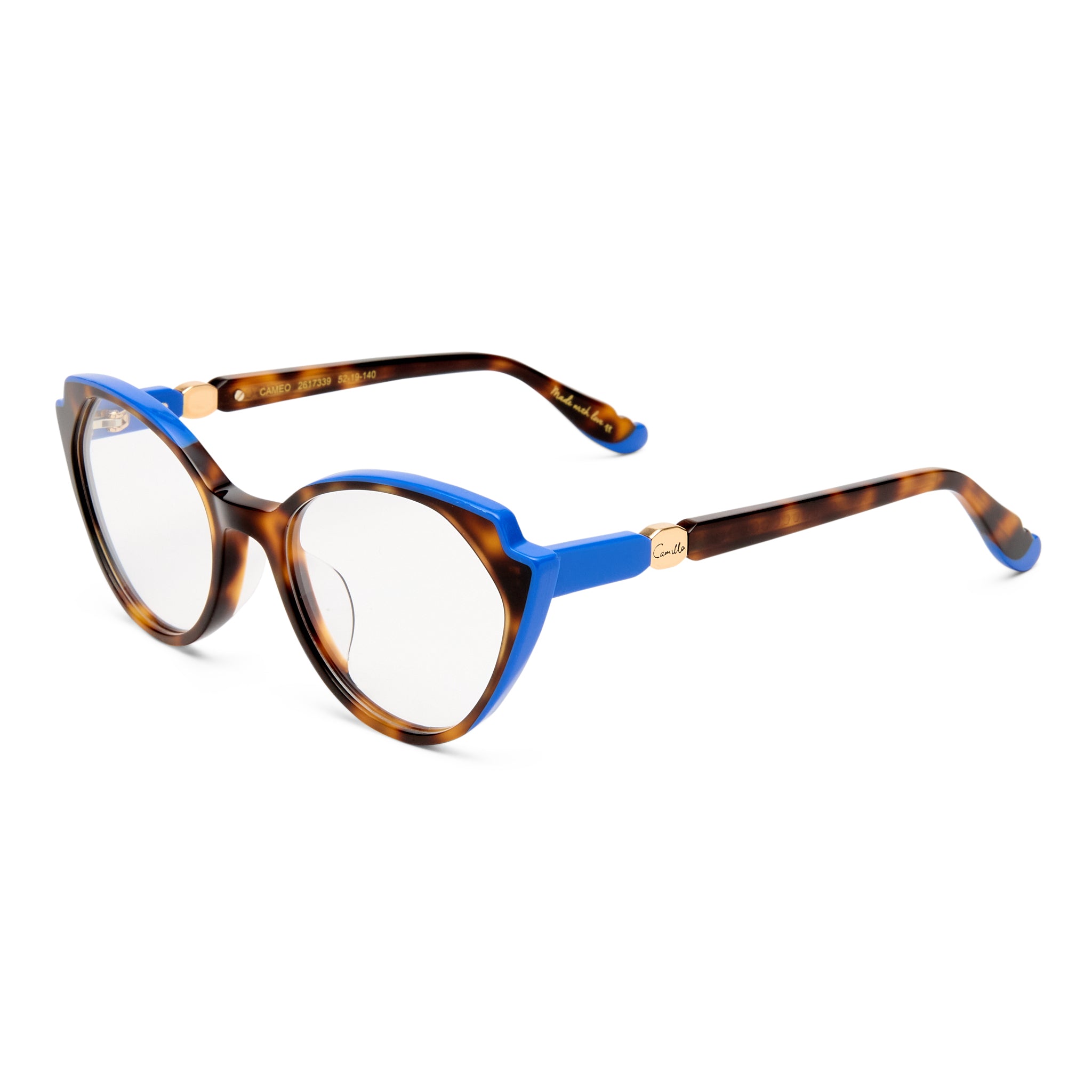 Camilla Cameo Dark Tort Cobalt Blue Female Cat-Eye Optical Frames | Eyewear Index