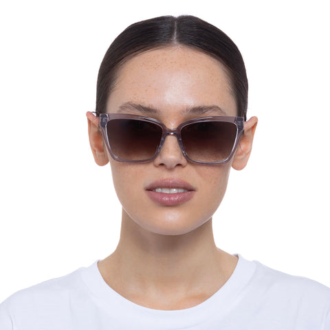 Le Specs Bio-Trap Steel Blue Female D-Frame Sunglasses | Eyewear Index