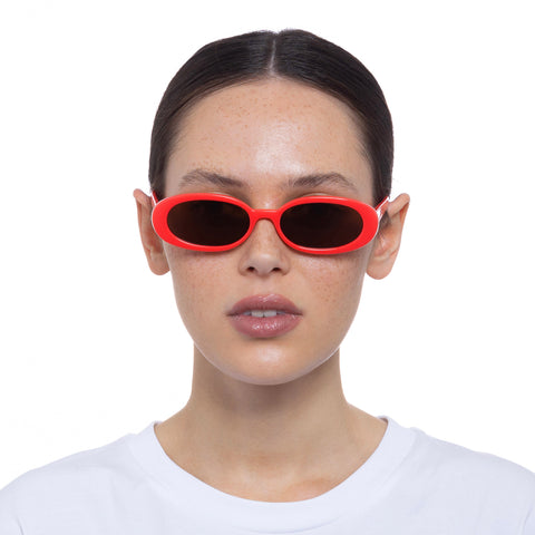 Le Specs Outta Love Electric Orange Female Oval Sunglasses | Eyewear Index