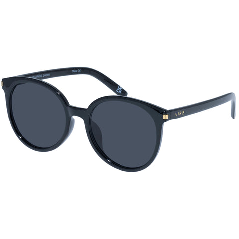 Aire Lyrasphere Black Female Round Sunglasses | Eyewear Index