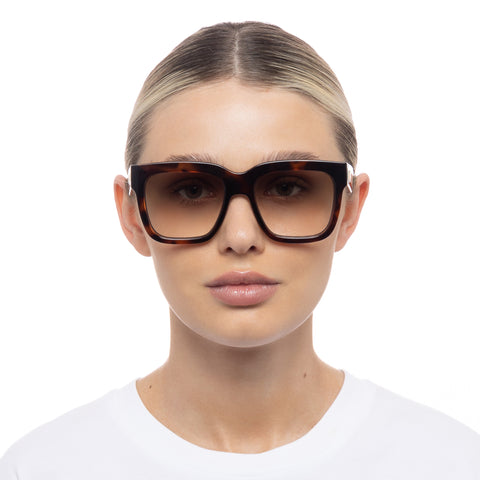 Le Specs Tradeoff Dark Tort Female D-Frame Sunglasses | Eyewear Index