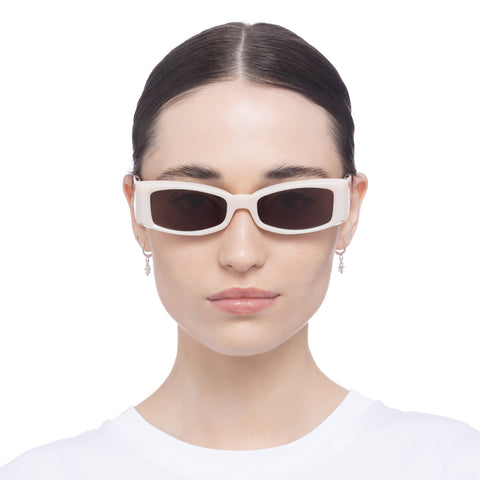 Le Specs Pretense Ivory Uni-Sex Cat-Eye Sunglasses | Eyewear Index