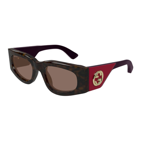 Gucci Gg1664s Havana Female Rectangle Sunglasses | Eyewear Index