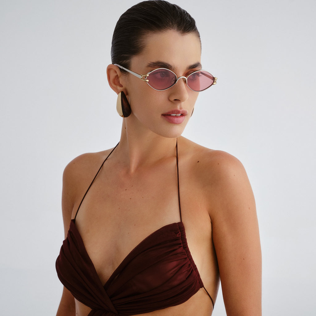 Le Specs Numero Quince Silver Gold Female Oval Sunglasses | Eyewear Index