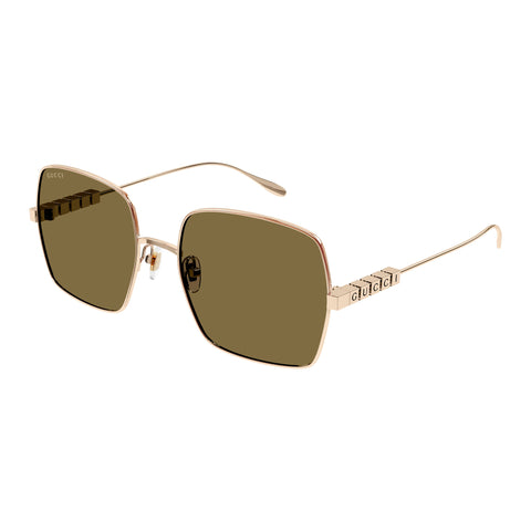 Gucci Gg1434s Gold Female Rectangle Sunglasses | Eyewear Index