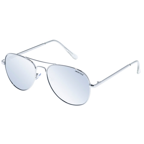 Solarized Iconic Aviator Silver Crystal Clear Uni-Sex Aviator Sunglasses | Eyewear Index