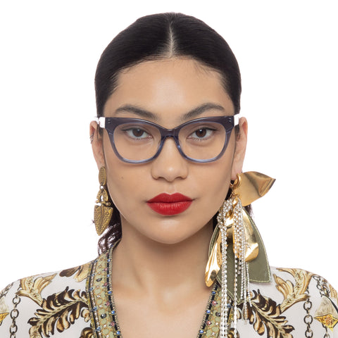 Camilla Palm Beach Calling Denim Blue Denim Tort Female Cat-Eye Optical Frames | Eyewear Index