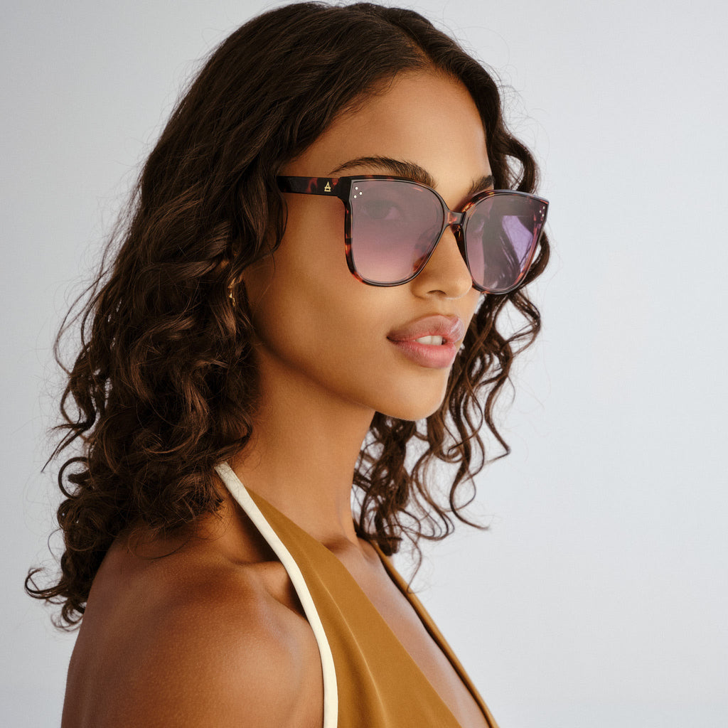 Aire Elementa Amber Tort Female Square Sunglasses | Eyewear Index