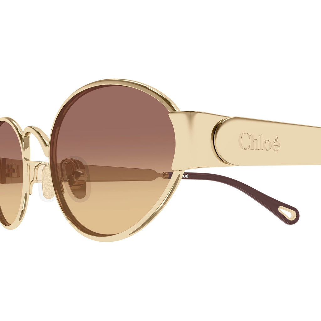 Chloe Ch0355s Gold Female Round Sunglasses | Eyewear Index