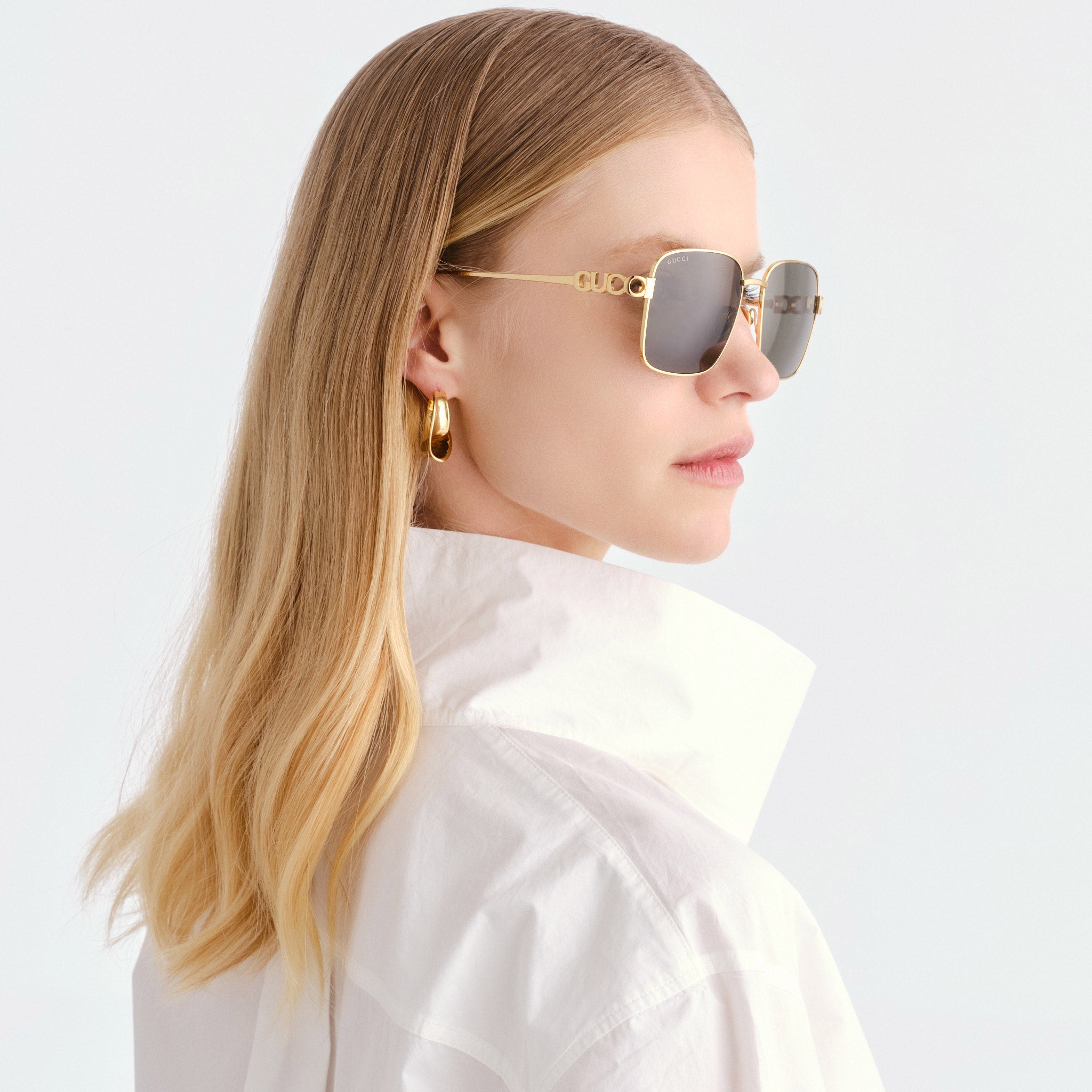 Gucci Gg1937s Gold Female Rectangle Sunglasses | Eyewear Index