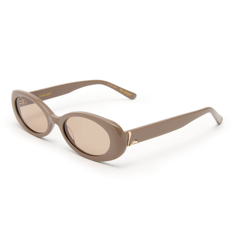 Luv Lou The Morgan Taupe Female Oval Sunglasses | Eyewear Index