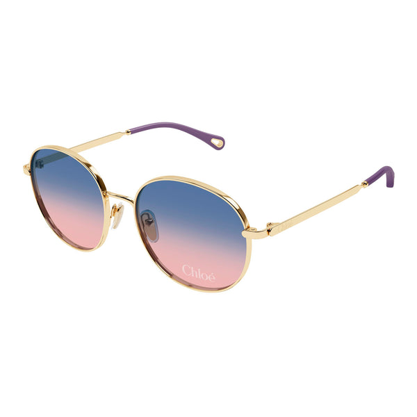 chloeサングラス Chloe Ch0325sk Gold Female Round Sunglasses | Eyewear Index