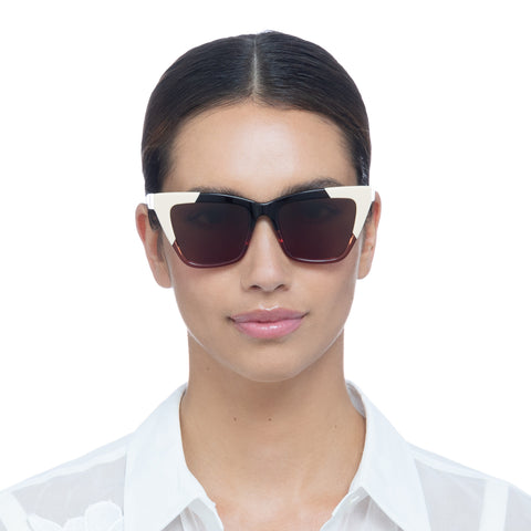 Oroton Bexley Port Ecru Splice Female Cat-Eye Sunglasses | Eyewear Index