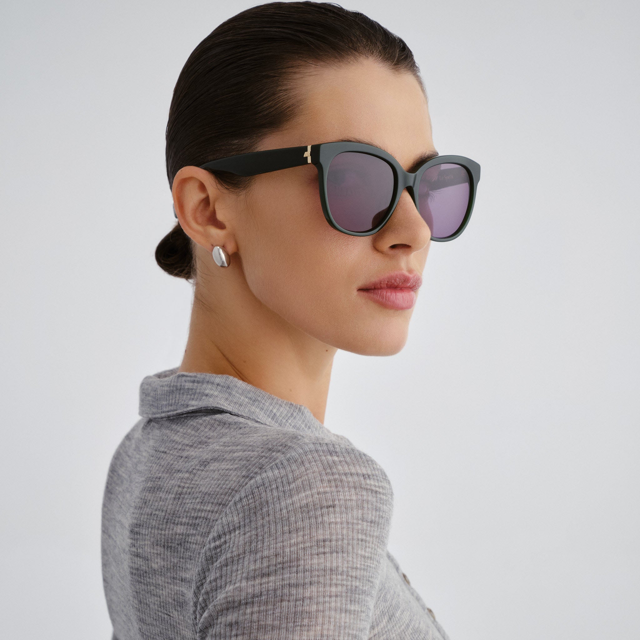 Le Specs Maiden Deep Green Female Square Sunglasses | Eyewear Index