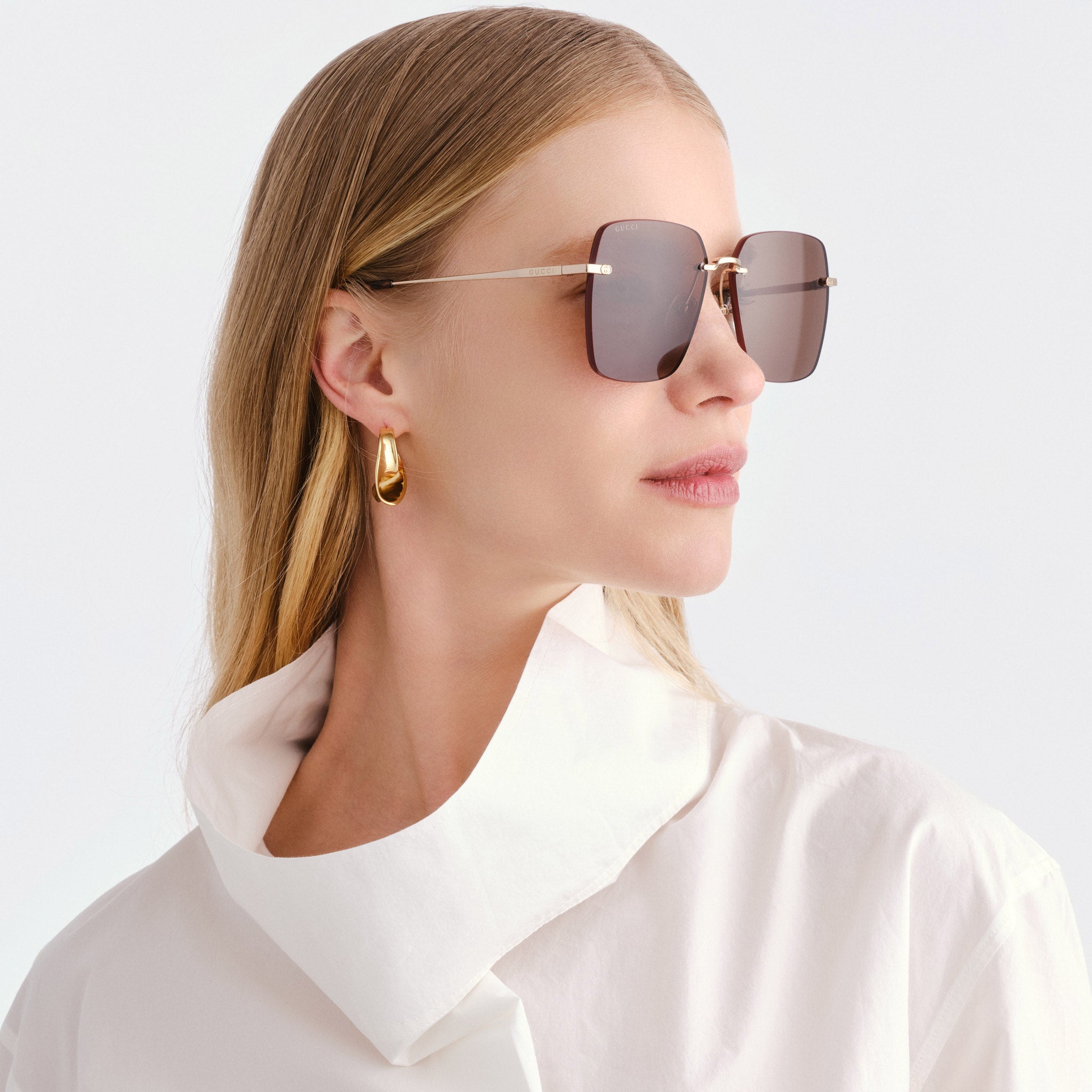 Gucci Gg1955sa Gold Female Rectangle Sunglasses | Eyewear Index