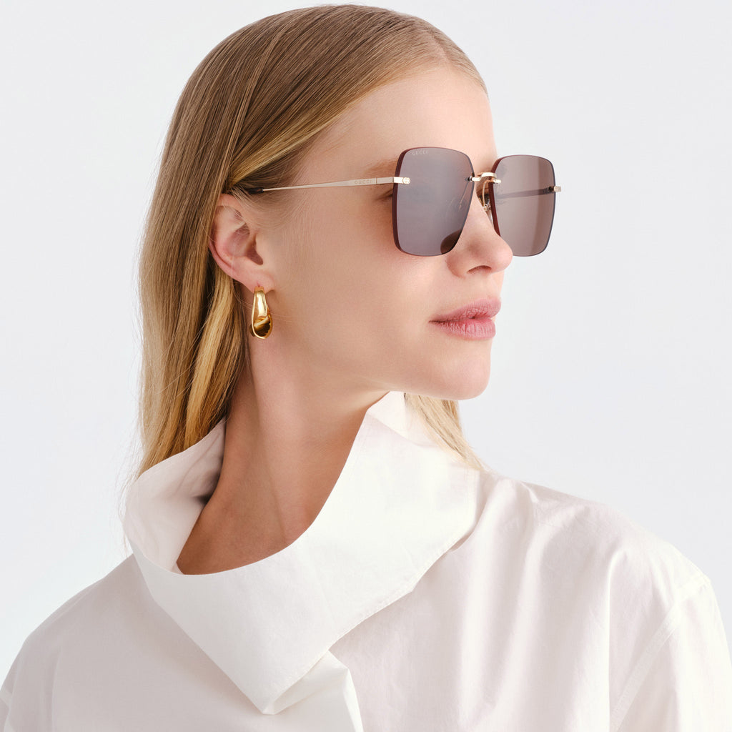 Gucci Gg1955sa Gold Female Rectangle Sunglasses | Eyewear Index