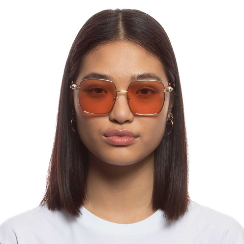 Le Specs Aquarius Sphere Bright Gold Pearl Female Square Sunglasses | Eyewear Index