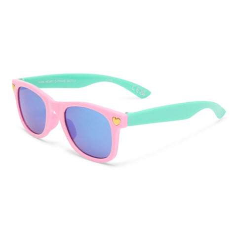 Solarized Kids Heart D-Frame Pink Mint Female D-Frame Sunglasses | Eyewear Index