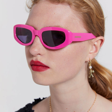 Karen Walker Rally Fuchsia Uni-Sex Wrap Sunglasses | Eyewear Index