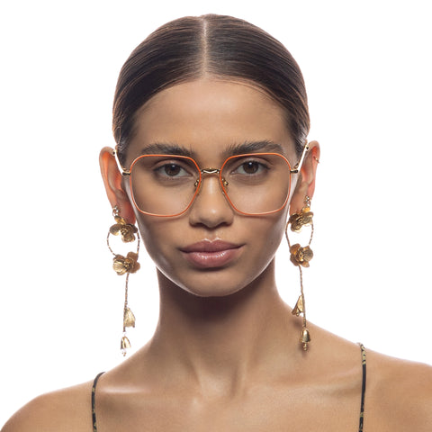 Camilla So Listen Up Bright Gold Tangerine Female Square Optical Frames | Eyewear Index