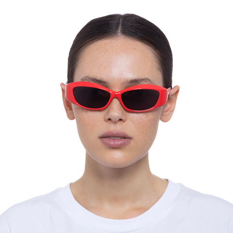 Le Specs Swift Lust Electric Orange Uni-Sex Rectangle Sunglasses | Eyewear Index