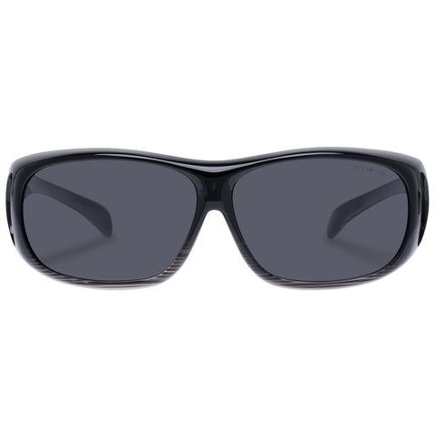 Cancer Council Jervis Fitovers Milky Black Olive Stripe Uni-Sex Wrap Sunglasses | Eyewear Index