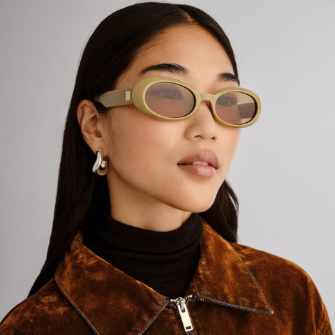 Le Specs Work It Biscotti Uni-Sex Oval Sunglasses | Eyewear Index