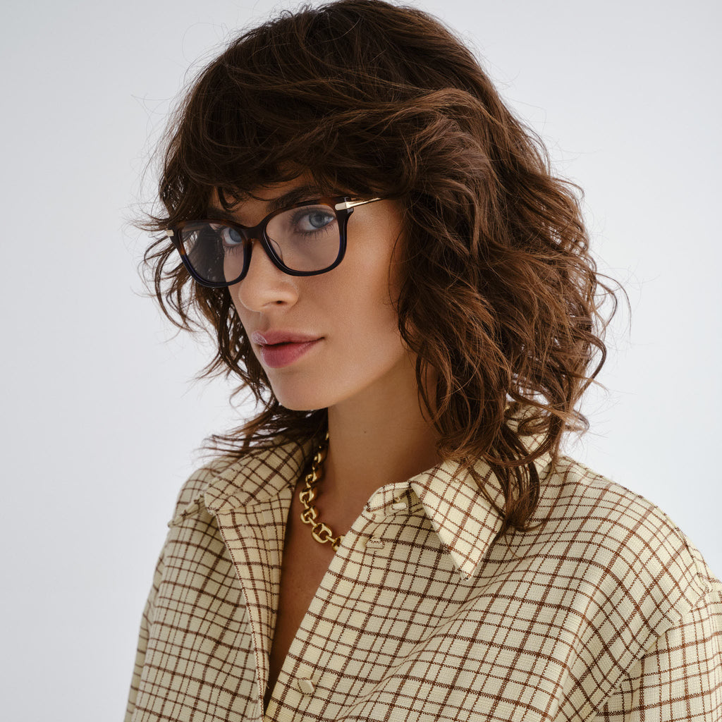 Oroton Eveline Signature Tort Navy Female Cat-Eye Optical Frames | Eyewear Index