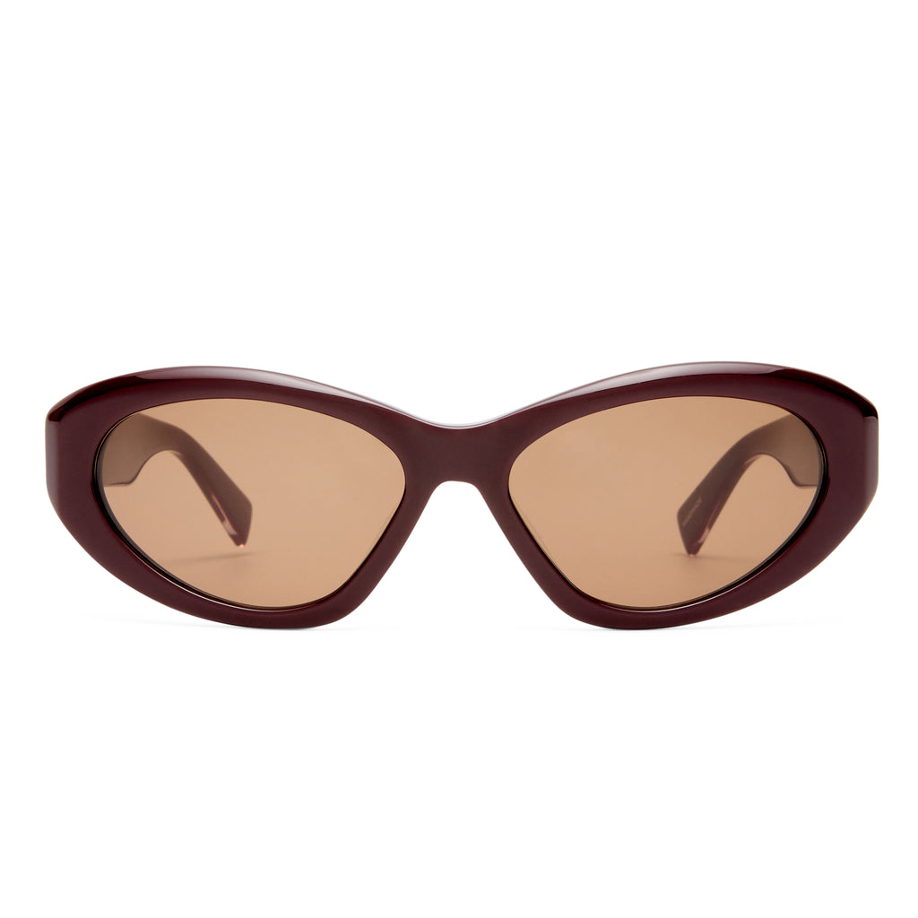 Oroton Remy Burgundy Female Cat-Eye Sunglasses | Eyewear Index