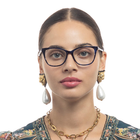 Camilla The Masquerade Navy Animal Ink Female Square Optical Frames | Eyewear Index