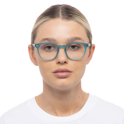 Le Specs La Play 48 Matte Aqua Female Round Optical Frames | Eyewear Index