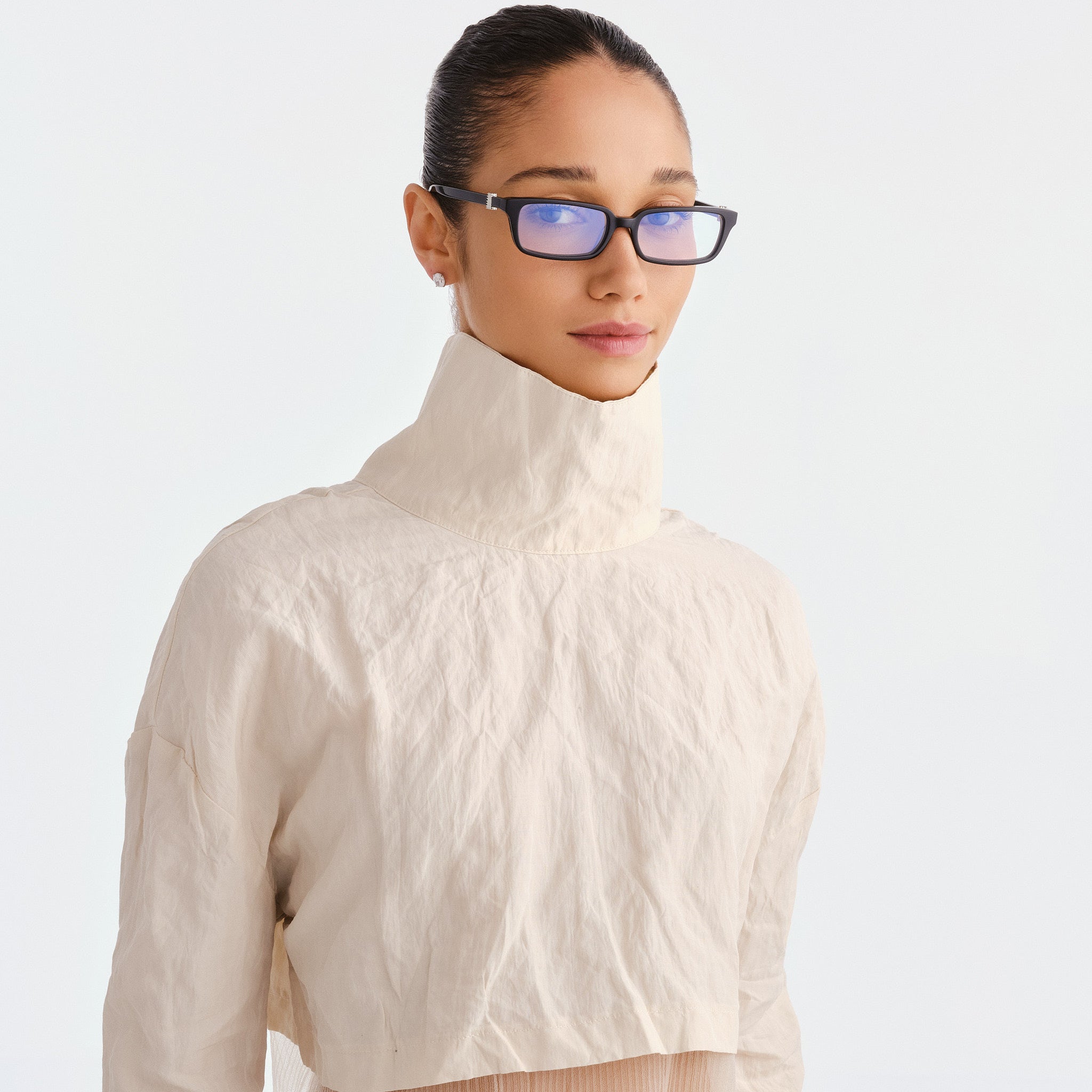 Luv Lou The Phoebe Luxe Black Female Rectangle Blue Light | Eyewear Index