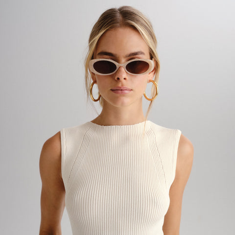 Luv Lou The Morgan Soft Pearl Female Oval Sunglasses | Eyewear Index