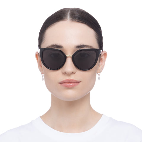 Solarized Luxury Cat Eye Black Gold Female Cat-Eye Sunglasses | Eyewear Index