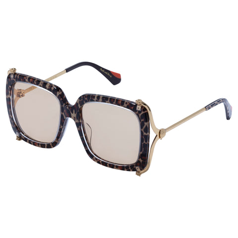 Camilla The After Party Leopard Burgundy Female Square Sunglasses | Eyewear Index