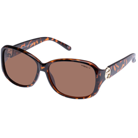 Solarized Luxury Comfort Tort Gold Female Wrap Sunglasses | Eyewear Index