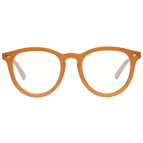 Le Specs Fire Starter Mustard Uni-Sex Round Blue Light | Eyewear Index