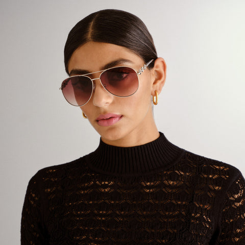 Fiorelli Hailey Gold Crystal Clear Female Aviator Sunglasses | Eyewear Index