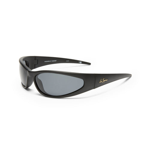 Le Specs Phishing Matte Black Uni-Sex Wrap Sunglasses | Eyewear Index