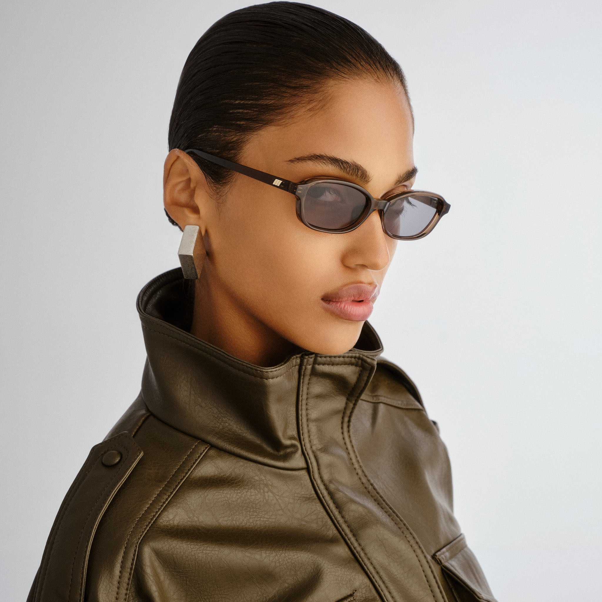 Le Specs Honey Pot Cocoa Female Rectangle Sunglasses | Eyewear Index