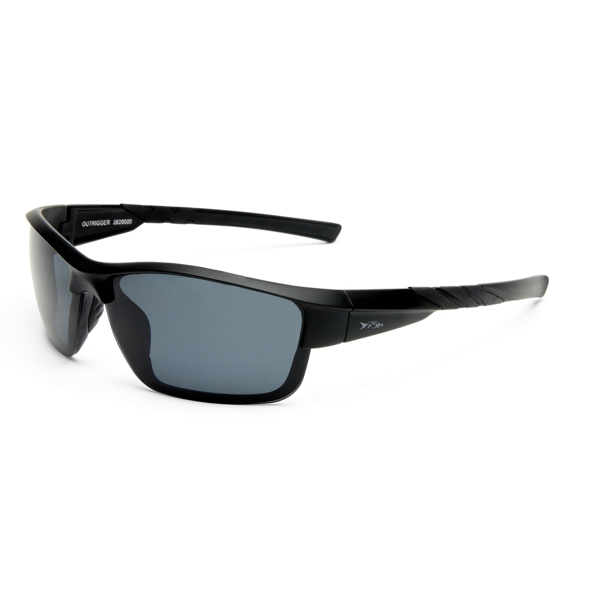 Fish Outrigger Matte Black Charcoal Male Wrap Sunglasses | Eyewear Index