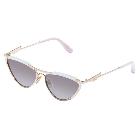 Camilla Pyramid Paramour Gold Ivory Marble Female Cat-Eye Sunglasses | Eyewear Index