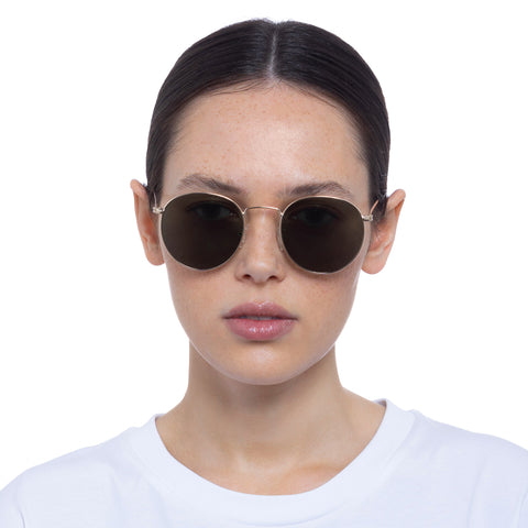 Aire Uni-sex Ozone Gold Round Sunglasses