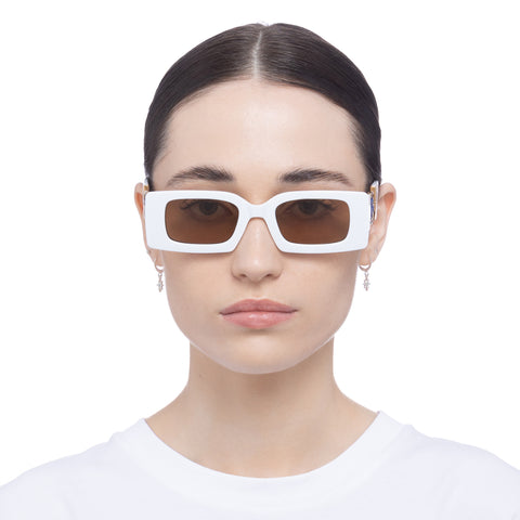 Aire Uni-sex Apollo White Rectangle Sunglasses