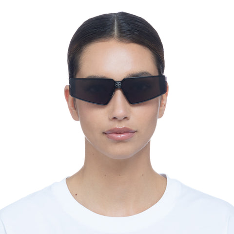 Balenciaga Uni-sex Bb0192s Black Shield Sunglasses