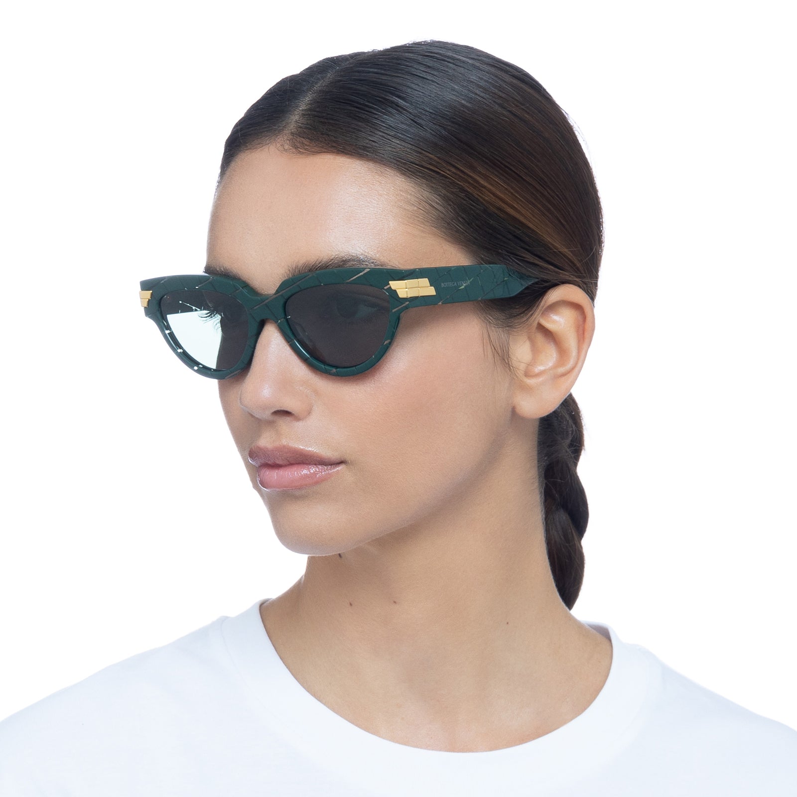 Bottega Veneta Bv1087s Rounded Sunglasses in Green