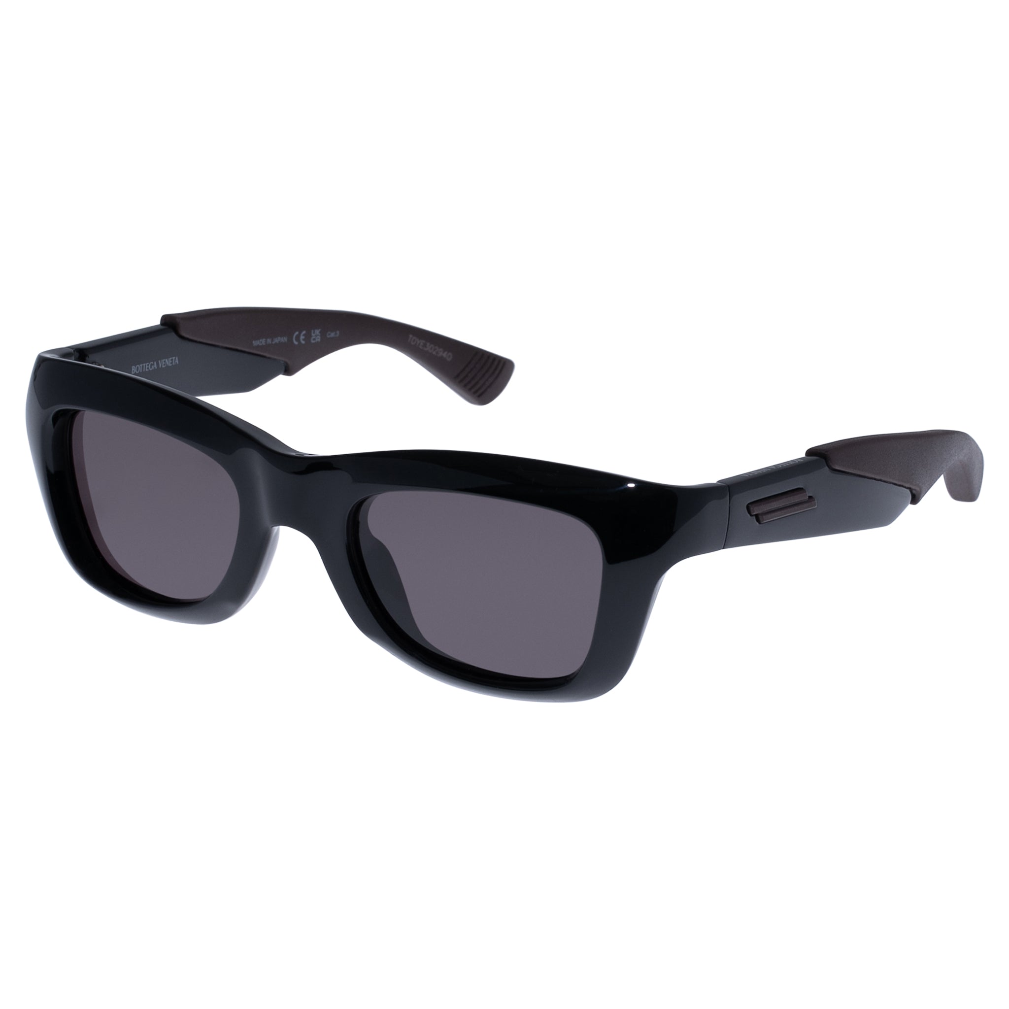 Bottega Veneta Black Wrap Rectangular Sunglasses