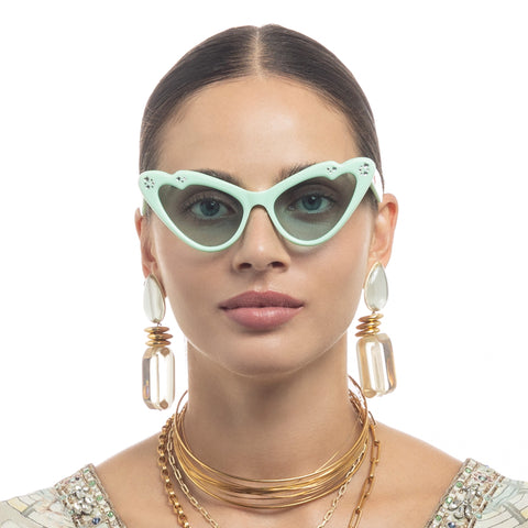 Camilla Female Flutterby Green Cat-eye Sunglasses